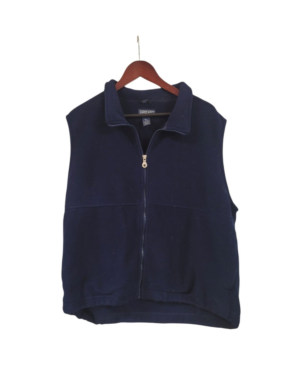 Vintage Lands End Fleece Vest Mens XL Blue Full Zip Made In USA Gorpcore